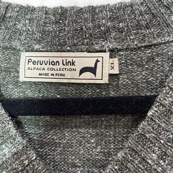 Peruvian Link Alpaca Marled Green Sweater Pullover Women XL V-neck Soft Relaxed - Picture 6 of 10